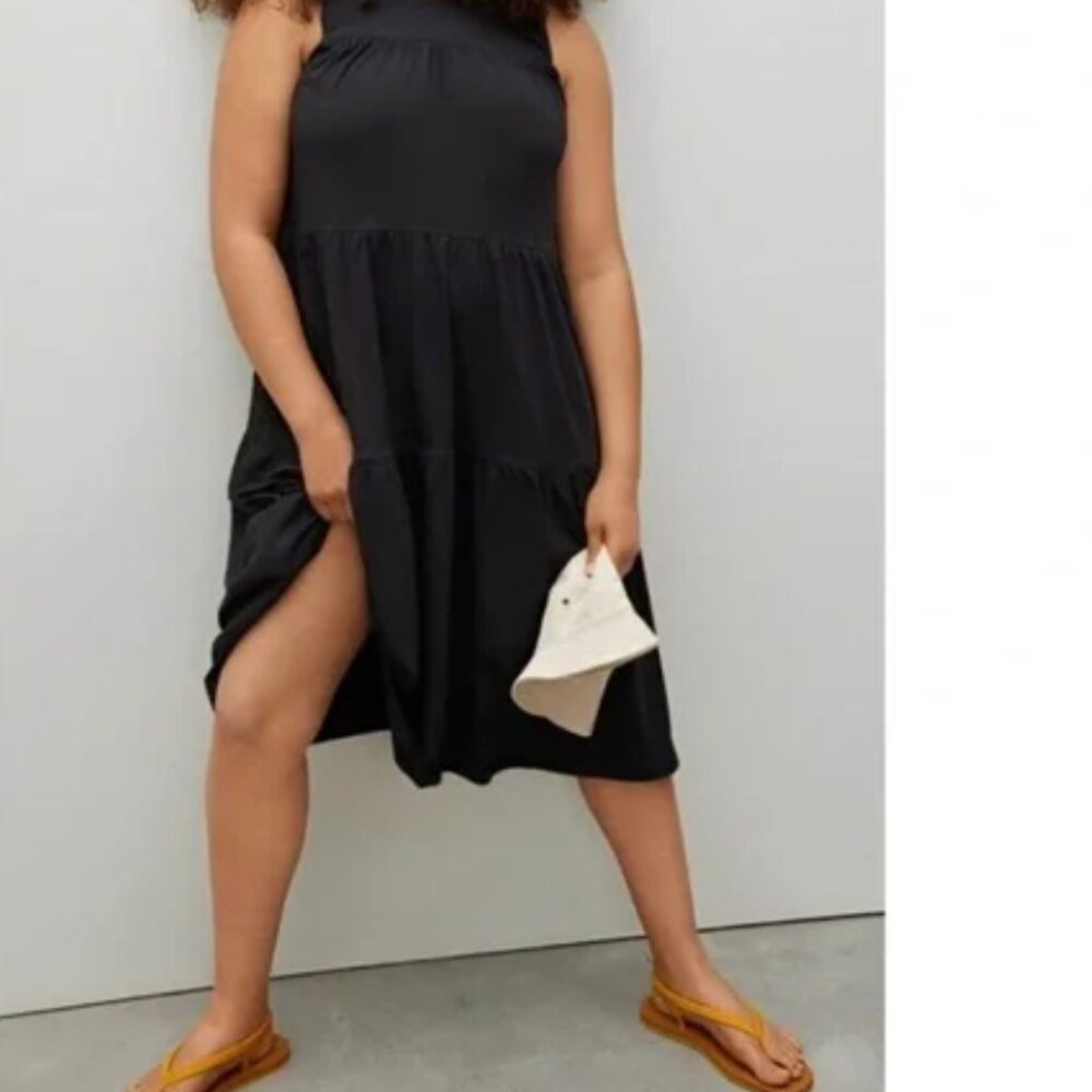 Everlane The Weekend Tiered Cotton Midi Dress size small NWOT